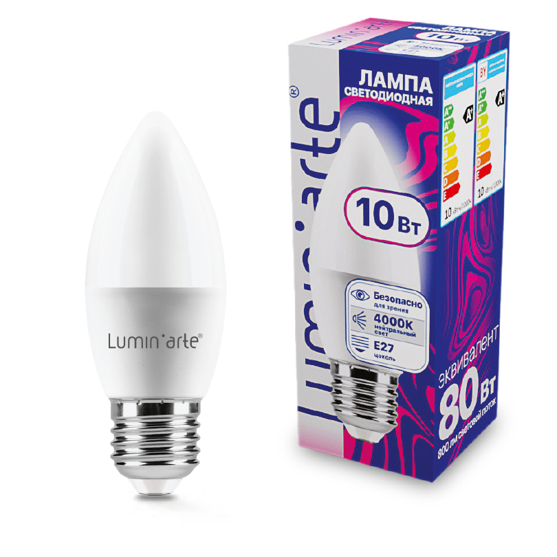 Светодиодная лампа Luminarte LSTD-C37-10W4KE27 10Вт 4000K E27