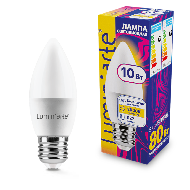 Светодиодная лампа Luminarte LSTD-C37-10W3KE27 10Вт 3000K E27