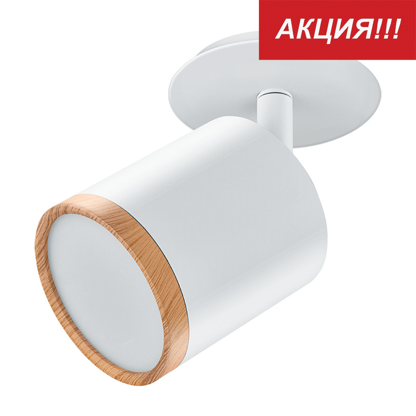 Светильник встраиваемый светодиодный LUMIN'ARTE SPOT06 5W LED, 4000K, 375лм, D70x133мм, поворотный, матовый белый/дерево 1/20