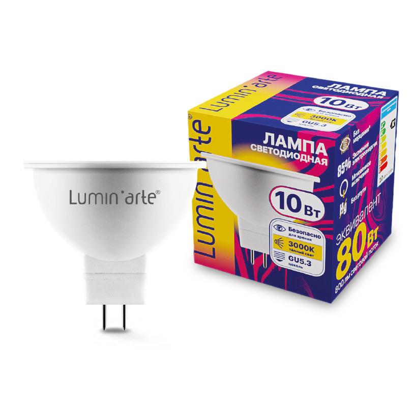 Светодиодная лампа Luminarte LSTD-MR16-10W3KGU5.3 10Вт 3000K GU5.3