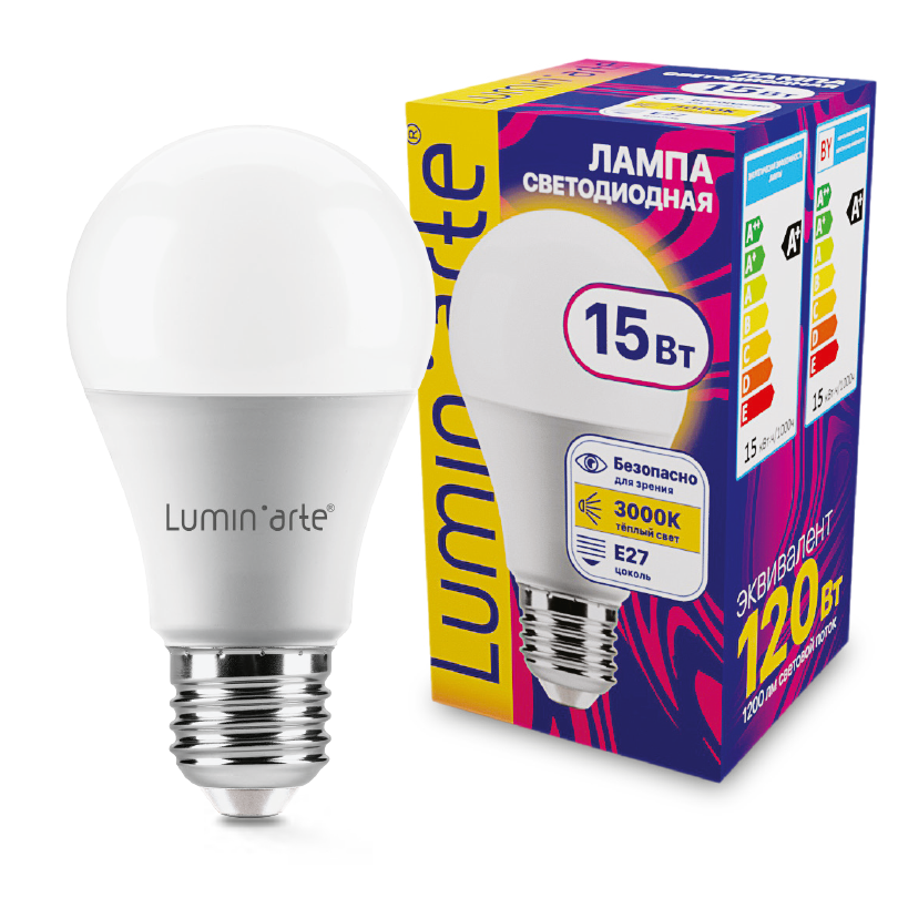 Светодиодная лампа Luminarte LSTD-A60-15W3KE27 15Вт 3000K E27